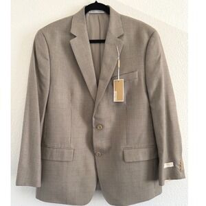 New Michael Kors Mens Tan Houndstooth Blazer Sport Coat 42R KEV